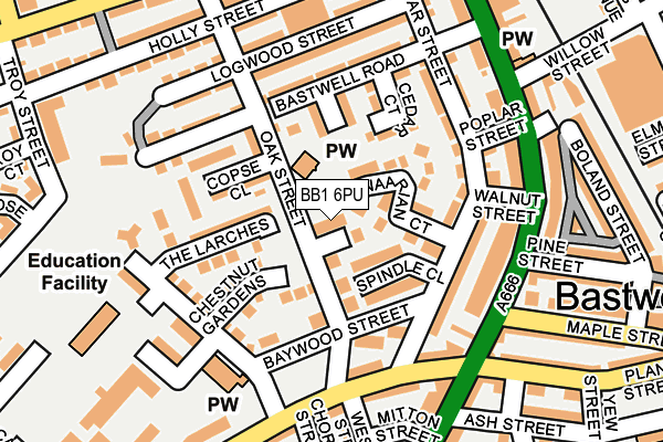 BB1 6PU map - OS OpenMap – Local (Ordnance Survey)