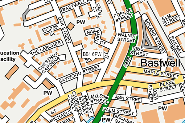 BB1 6PW map - OS OpenMap – Local (Ordnance Survey)