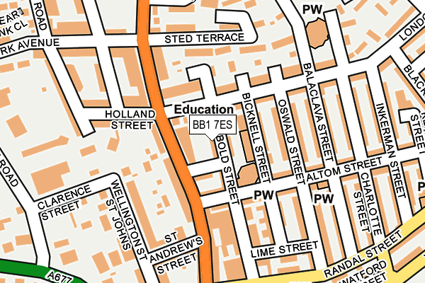 BB1 7ES map - OS OpenMap – Local (Ordnance Survey)