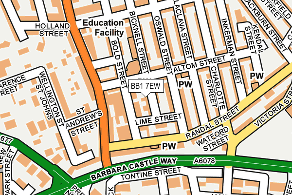 BB1 7EW map - OS OpenMap – Local (Ordnance Survey)
