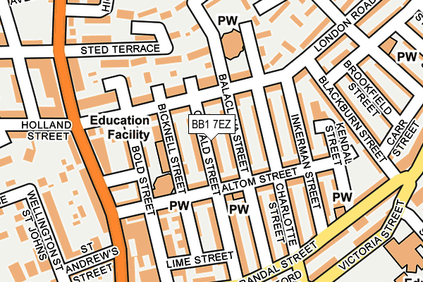 BB1 7EZ map - OS OpenMap – Local (Ordnance Survey)