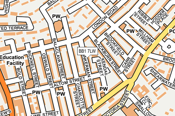 BB1 7LW map - OS OpenMap – Local (Ordnance Survey)