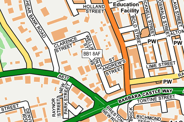 BB1 8AF map - OS OpenMap – Local (Ordnance Survey)