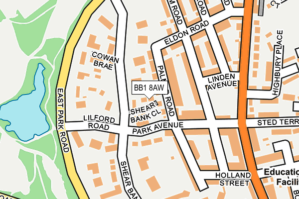 BB1 8AW map - OS OpenMap – Local (Ordnance Survey)