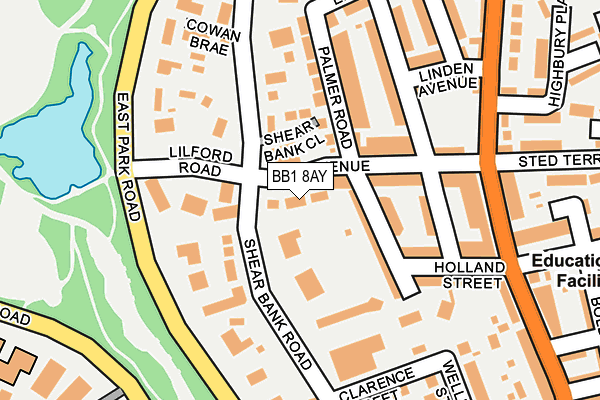 BB1 8AY map - OS OpenMap – Local (Ordnance Survey)