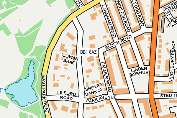 BB1 8AZ map - OS OpenMap – Local (Ordnance Survey)
