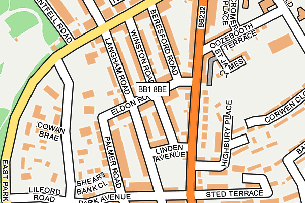 BB1 8BE map - OS OpenMap – Local (Ordnance Survey)