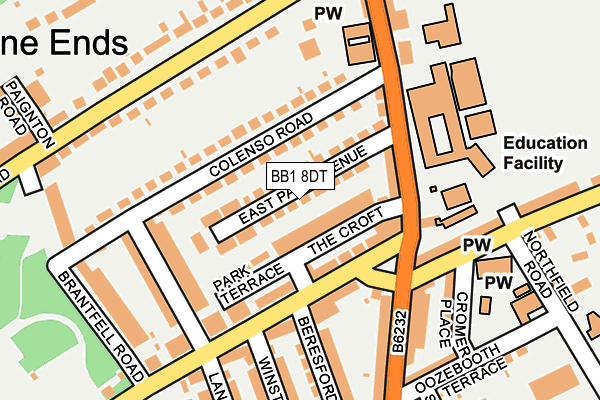 BB1 8DT map - OS OpenMap – Local (Ordnance Survey)
