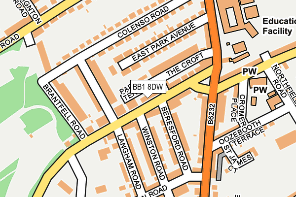 BB1 8DW map - OS OpenMap – Local (Ordnance Survey)