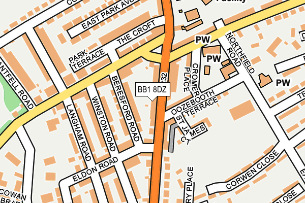 BB1 8DZ map - OS OpenMap – Local (Ordnance Survey)