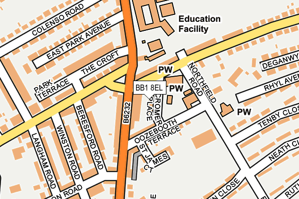 BB1 8EL map - OS OpenMap – Local (Ordnance Survey)