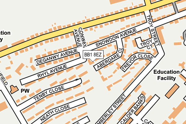 BB1 8EZ map - OS OpenMap – Local (Ordnance Survey)