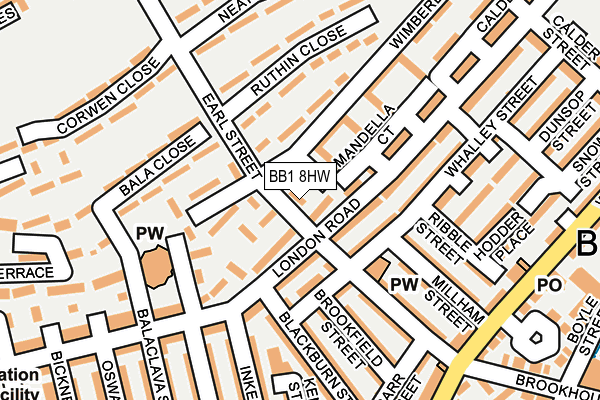 BB1 8HW map - OS OpenMap – Local (Ordnance Survey)