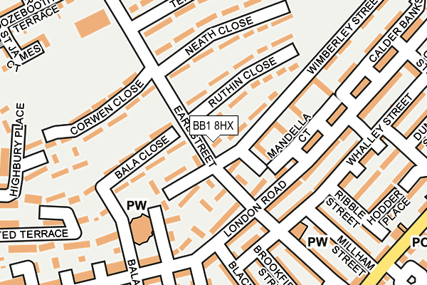BB1 8HX map - OS OpenMap – Local (Ordnance Survey)