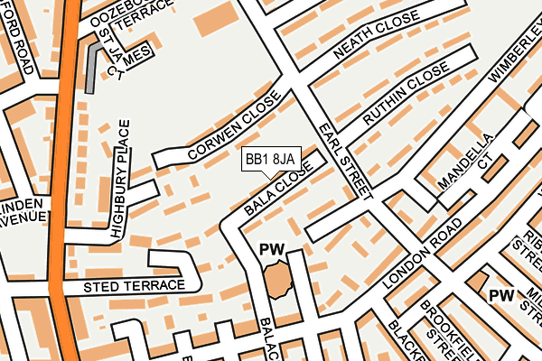 BB1 8JA map - OS OpenMap – Local (Ordnance Survey)