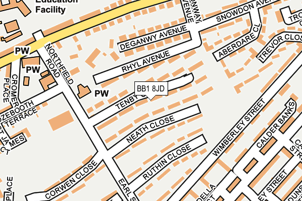 BB1 8JD map - OS OpenMap – Local (Ordnance Survey)