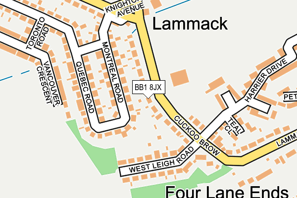BB1 8JX map - OS OpenMap – Local (Ordnance Survey)