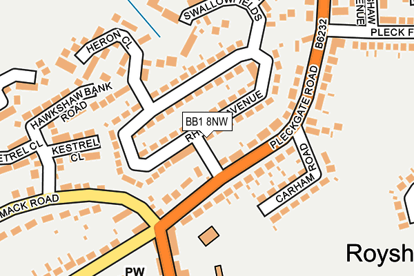 BB1 8NW map - OS OpenMap – Local (Ordnance Survey)