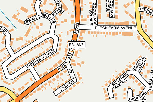 BB1 8NZ map - OS OpenMap – Local (Ordnance Survey)