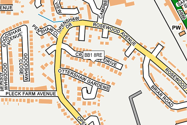 BB1 8RE map - OS OpenMap – Local (Ordnance Survey)