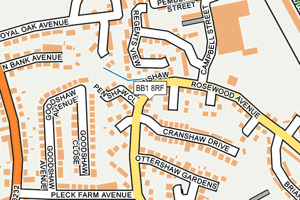 BB1 8RF map - OS OpenMap – Local (Ordnance Survey)
