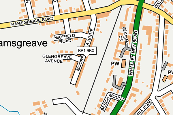 BB1 9BX map - OS OpenMap – Local (Ordnance Survey)