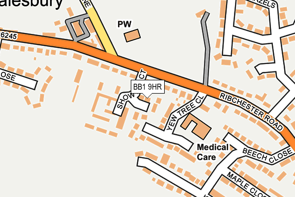 BB1 9HR map - OS OpenMap – Local (Ordnance Survey)