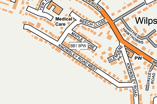 BB1 9PW map - OS OpenMap – Local (Ordnance Survey)