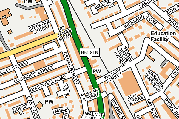 BB1 9TN map - OS OpenMap – Local (Ordnance Survey)