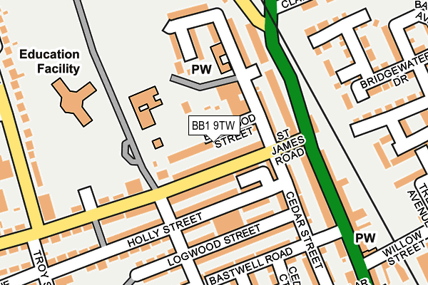 BB1 9TW map - OS OpenMap – Local (Ordnance Survey)