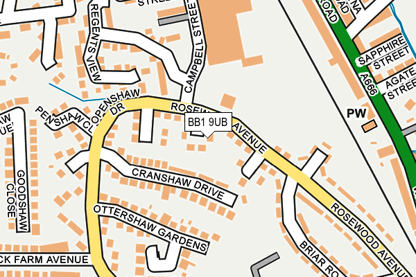 BB1 9UB map - OS OpenMap – Local (Ordnance Survey)