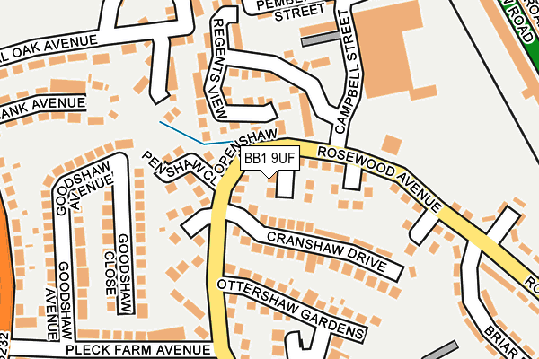 BB1 9UF map - OS OpenMap – Local (Ordnance Survey)