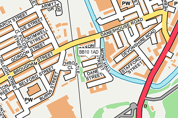 BB10 1AD map - OS OpenMap – Local (Ordnance Survey)