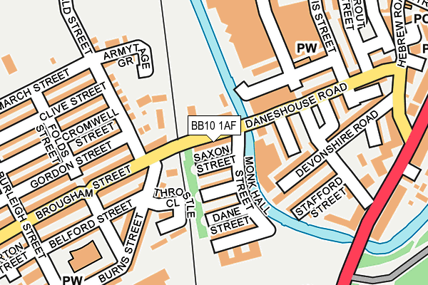 BB10 1AF map - OS OpenMap – Local (Ordnance Survey)