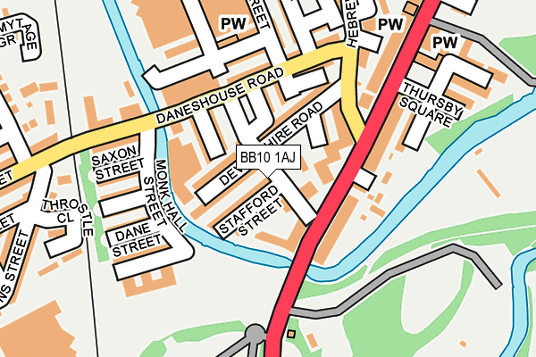 BB10 1AJ map - OS OpenMap – Local (Ordnance Survey)
