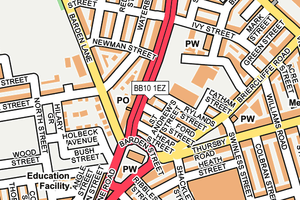BB10 1EZ map - OS OpenMap – Local (Ordnance Survey)