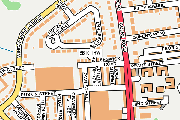 BB10 1HW map - OS OpenMap – Local (Ordnance Survey)