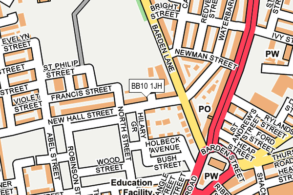 BB10 1JH map - OS OpenMap – Local (Ordnance Survey)