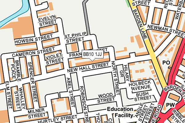 BB10 1JJ map - OS OpenMap – Local (Ordnance Survey)