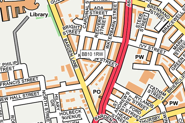 BB10 1RW map - OS OpenMap – Local (Ordnance Survey)