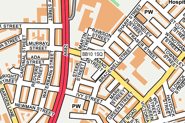 BB10 1SQ map - OS OpenMap – Local (Ordnance Survey)