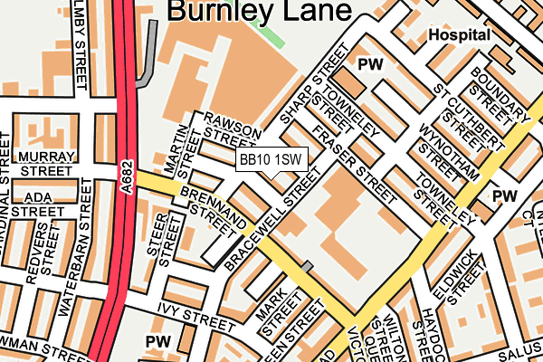 BB10 1SW map - OS OpenMap – Local (Ordnance Survey)