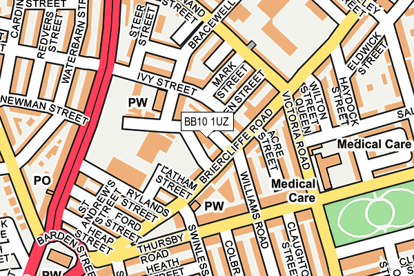BB10 1UZ map - OS OpenMap – Local (Ordnance Survey)