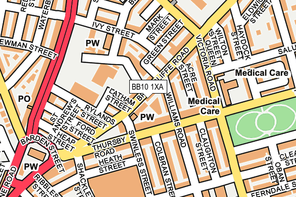 BB10 1XA map - OS OpenMap – Local (Ordnance Survey)