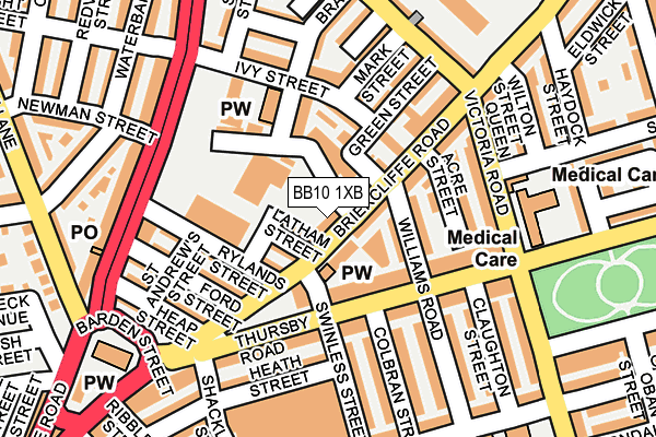BB10 1XB map - OS OpenMap – Local (Ordnance Survey)