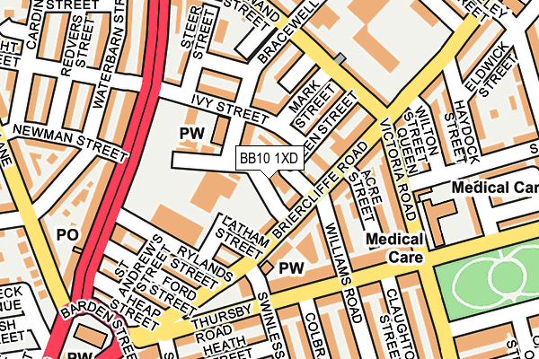 BB10 1XD map - OS OpenMap – Local (Ordnance Survey)