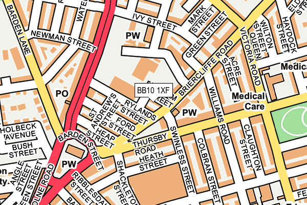 BB10 1XF map - OS OpenMap – Local (Ordnance Survey)