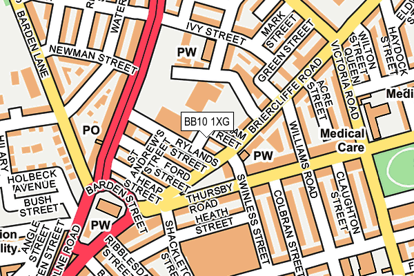 BB10 1XG map - OS OpenMap – Local (Ordnance Survey)