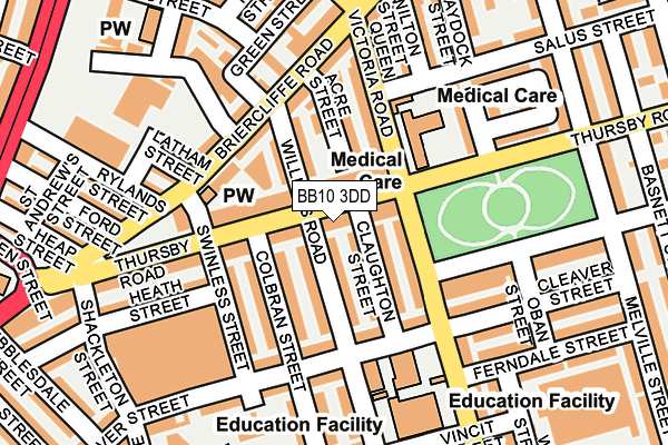 BB10 3DD map - OS OpenMap – Local (Ordnance Survey)