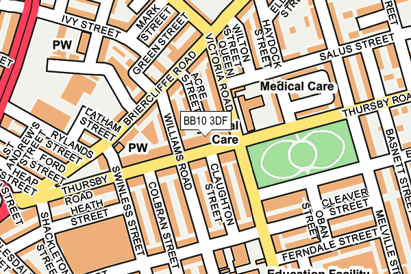 BB10 3DF map - OS OpenMap – Local (Ordnance Survey)